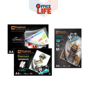 Elephant (ตราช้าง) พลาสติกเคลือบบัตร รุ่น Premium / Sure / Regent หนา 125ไมครอน ขนาด A4 (1 กล่อง / 100 แผ่น )